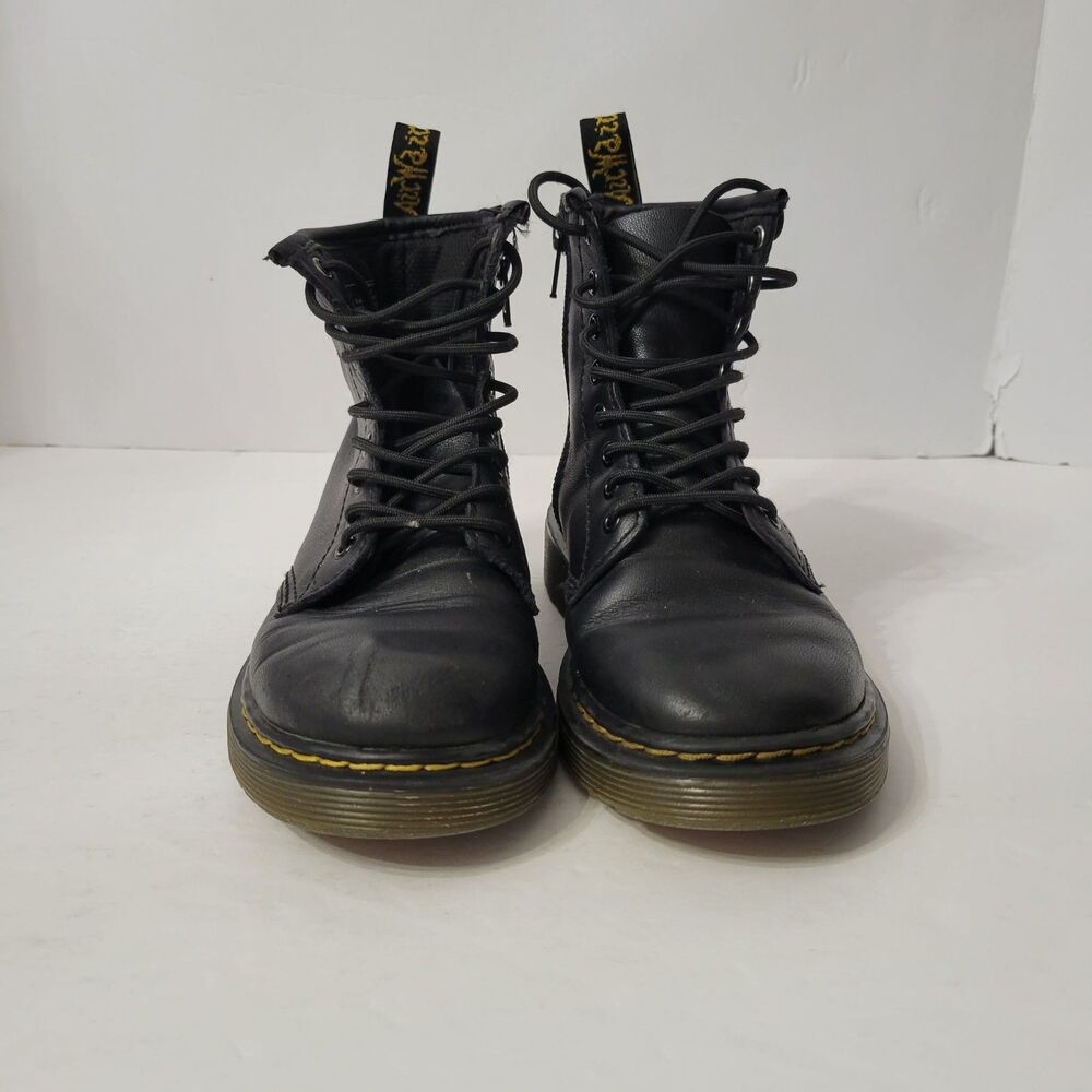 Dr. Martens 1460 Youth 13 Delaney Black Leather 8-Eye Boots Side Zip